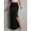 Women Solid Color Elegant Split Hip Wrap Long Casual Commute Pencil Skirt