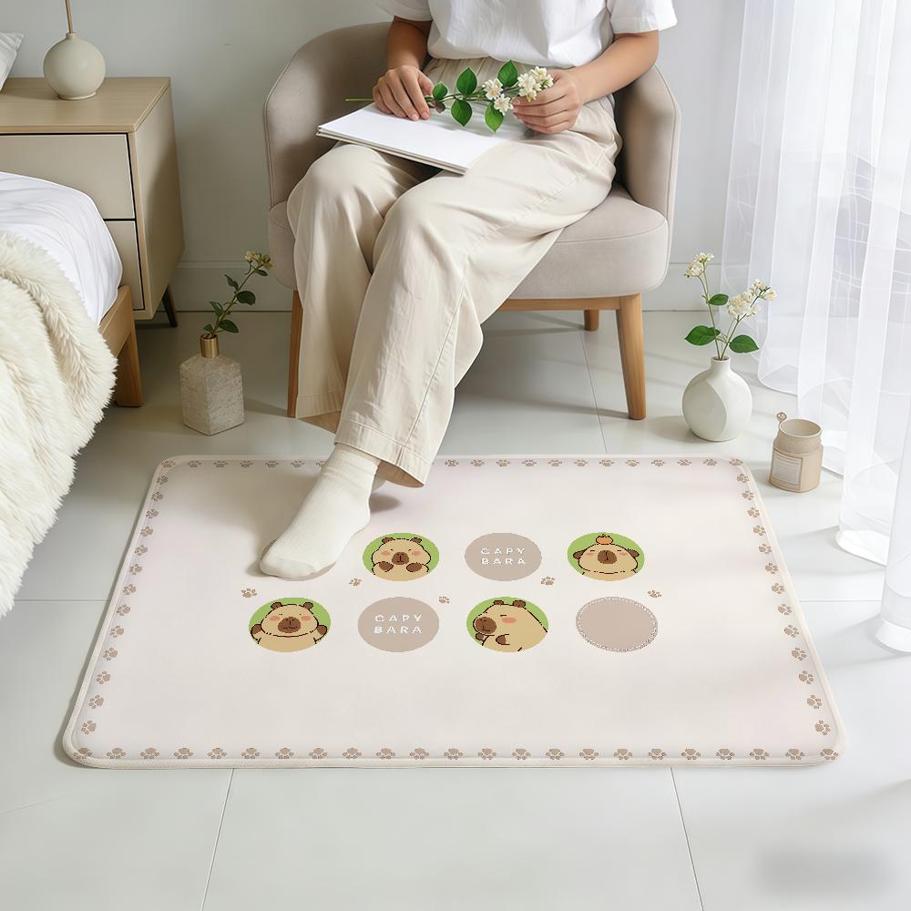 cartoon Capybara Cute animal minimalist Home Bed Rug Kitchen Bath Floor Mat Hallway Balcony Carpet Entrance Doormat hogar Decor