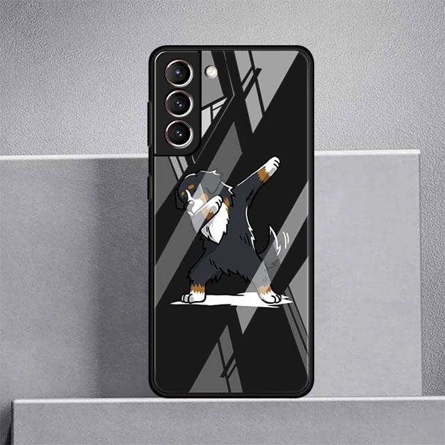 Dog Cute Animal Glass Case For Samsung Galaxy S22 S20 FE S21 Plus Phone Cover S10 5G S9 Note 20 Ultra 10 Lite Shell