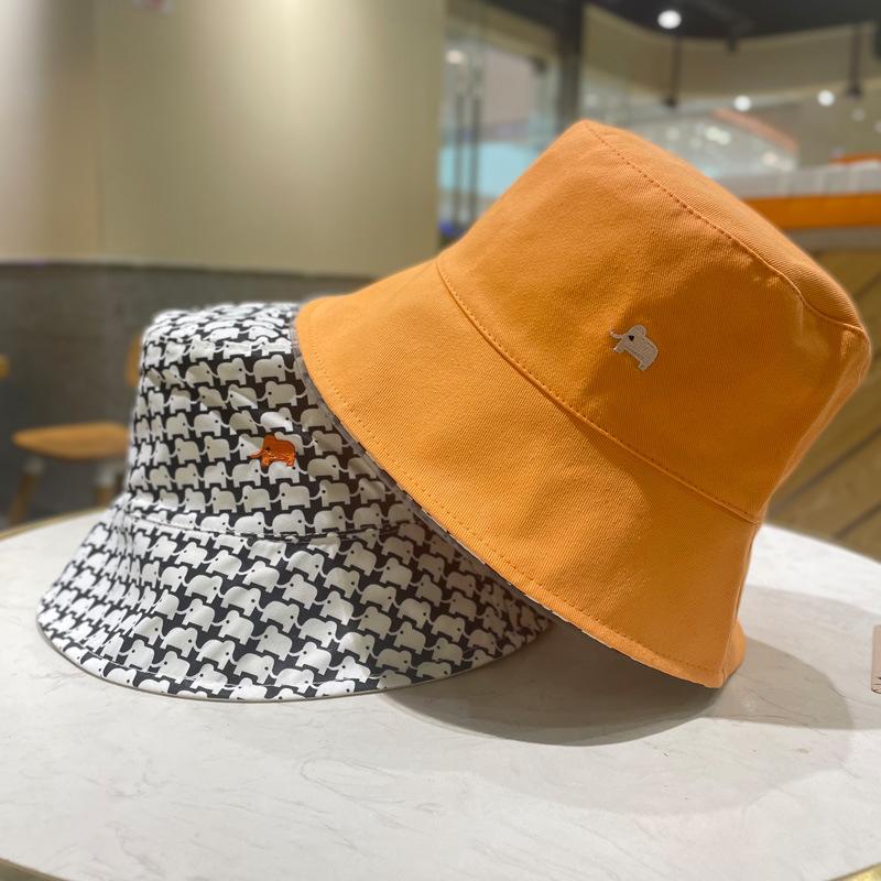 Elephant Embroidered Charming Fishing Cap Women Versatile Sun Protection Uv Protection Sun Hat Korean Style Casual Bucket Ch Hat