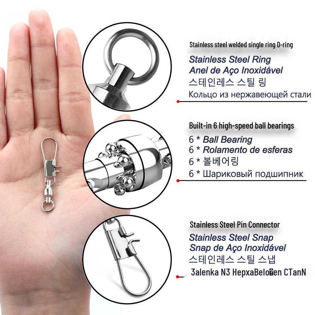 20-Pack High Strength Safety Swivel Bearing with Figure Eight Ring Connector for Fishing Tackle