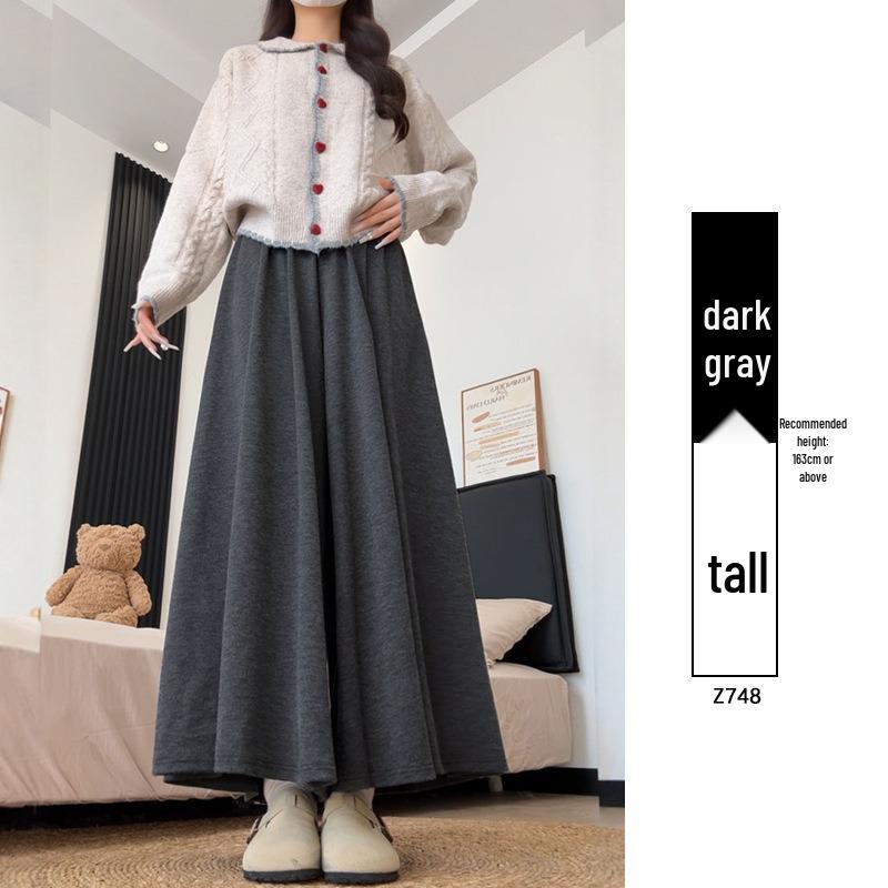 

Women s Slimming A-line Skirt Pants - Spring/Autumn Casual High Waist Wide-leg M