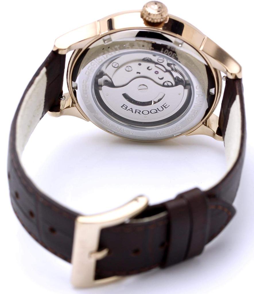 BAROQUE ETERNITA Watch 5 ATM Water Resistant Open Heart Automatic Winding PG White X Brown [BAROQUE] Men's BA3001RG-01BR