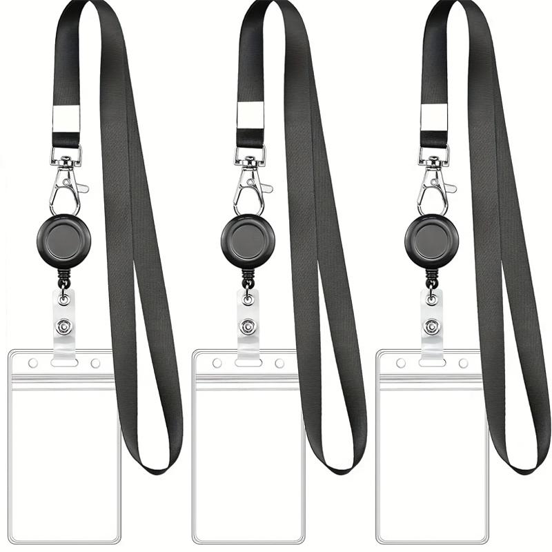 1/2 Pcs Card Holder With Hanging Rope Waterproof PVC Scalable Chest Buckle For Work ID And Name Tags Card Storage Supplies