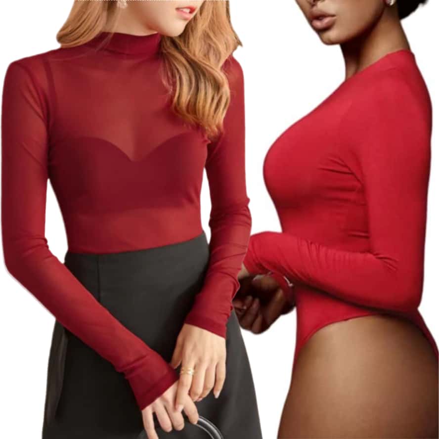 Open Crotch One-pieces Sheer Black Mesh Plus Size Long Sleeve Sexy Bodysuits Tops Lingerie Sexy Night Club Wear for Woman S-XXXL