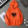 Women's Fleece Lined Hoodie Solid Color Heart Print Kangaroo Pocket Drawstring Printed Hooded Sweatshirt Streetwear