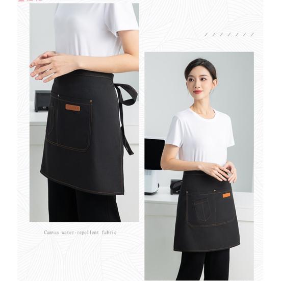 Delantal de cocina transpirable de medio cuerpo para hombres y mujeres, con bolsillos y diseño de falda elegante