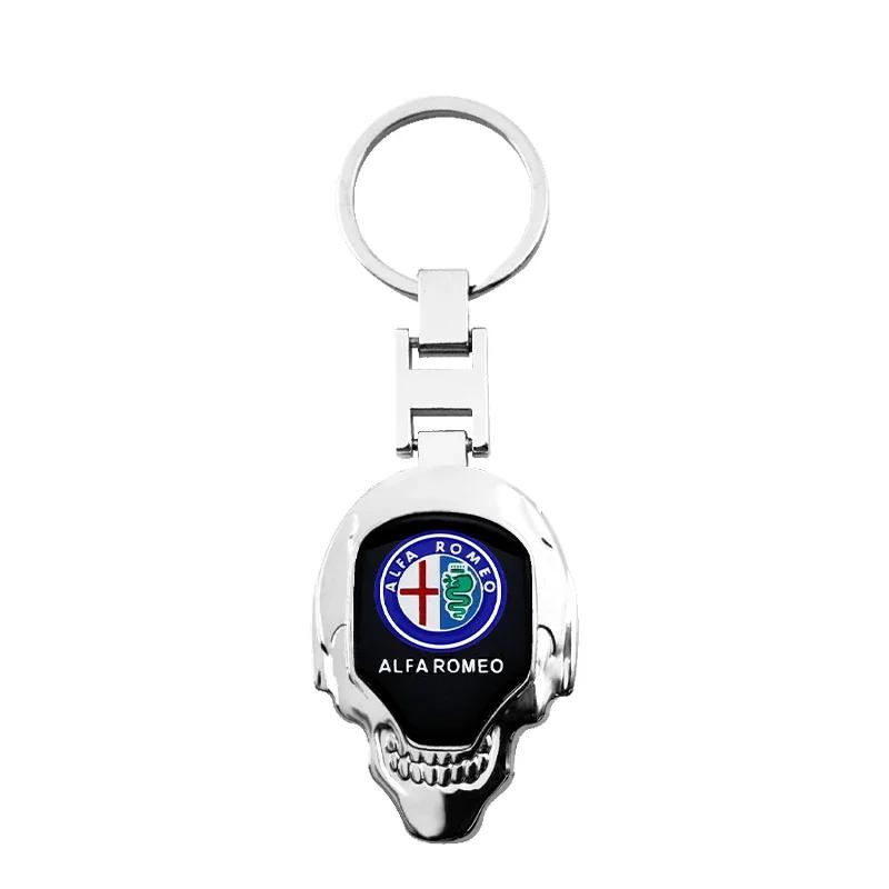 2026 Hot Sticker 1pcs 3D Metal Leather Car Styling Emblem Keychain Key Chain Rings For Alfa Romeo Accessorie Giulietta GT 159 14