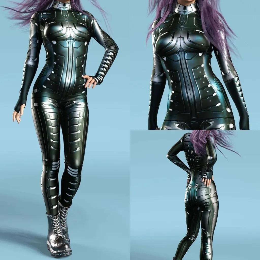 

Унісекс Кібер-панк 3D-цифровий друк Хелловін Рольова вечірка Одяг Жінки Чоловіки Косплей Костюм Карнавальний комбінезон Adults XXXL