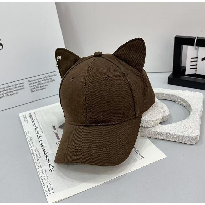 

Self-developed cute sweet three-dimensional cat ears baseball cap children spring and summer thin hard top sunshade Adjustable темно-коричневого