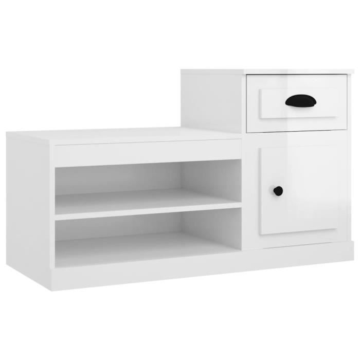 VidaXL Shoe Cabinet High Gloss White 100x42x60 Cm Engineered Wood 816418