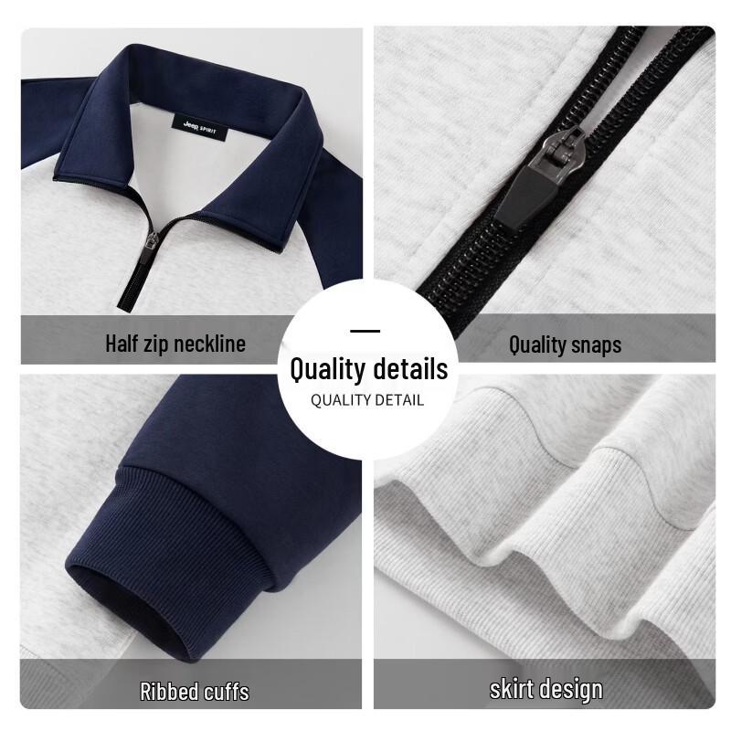 JEEP SPIRIT Men's 2026 Half-Zip Stand Collar Sweatshirt