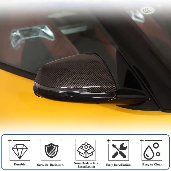 Door Rear View Mirror Cover Compatible with Toyota Supra GR A90 A91 MK5 2019-2025, ABS Side Door Rearview Mirror Cover Protective Trim Cap, 2PCS