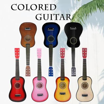 Heißer Verkauf Tragbar Mehrere Farben 23 Zoll 6 Saiten Massivholz Gitarre für Kind Kinder Akustisch Anfänger Gitarre Musikinstrumente