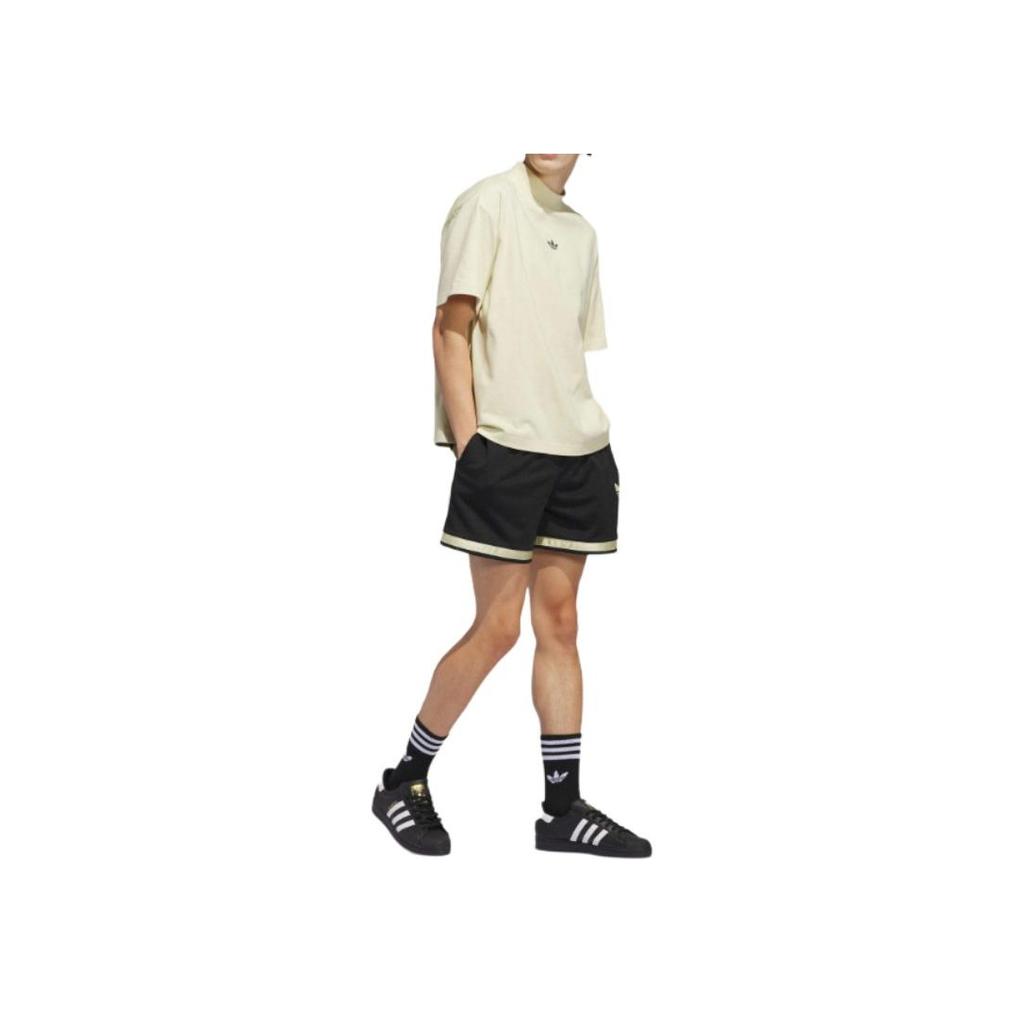 adidas T-shirt Original Couleur Unie Col Montant Manches Courtes Ajusté Unisexe Hauts Beige IN4214