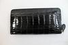 [High-end Kimono Store] [Top-Quality] Shining Black Crocodile Wallet, Authentic Henlon Leather, Round Zipper, Top-Quality