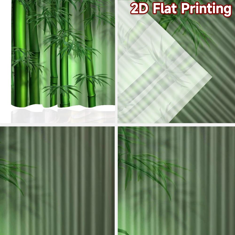 2D flat printing 2pcs Curtain Party Window Curtains Green Bamboo Forest Digital Printed Polyester Drapes Birthday Party for