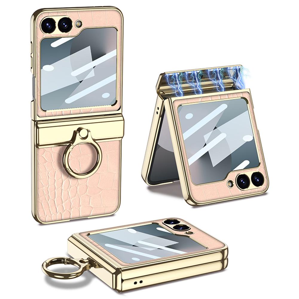 GKK For Samsung Galaxy Z Flip7 FE 5G/Z Flip6 5G Case Magnetic Hinge Protection PU+PC Kickstand Phone Cover
