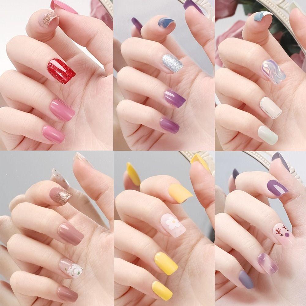 

Press on Nails Nail Tips Pure Color Full Cover Square Fake Nails False Nails Short