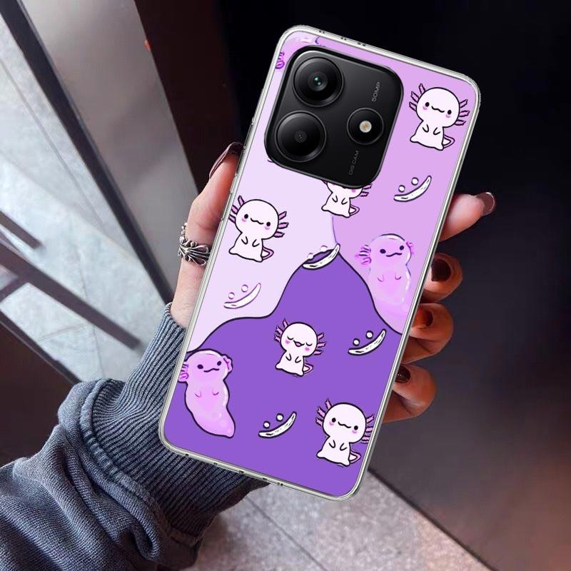 

Cute Axolotl Kawaii Phone Case For Xiaomi Redmi Note 10 11 12 13 14 15 Pro Plus 11S 12S 14S 11T 11E 10S Soft TPU Back Cover Redm Note 14 Pro Plus