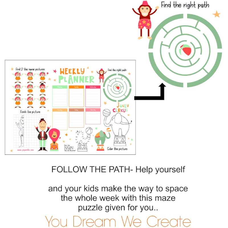 Coi The Circus Collection Planner/Unique Full Of Activity And To Do List Weekly Notepad For All Your Home Work Kids Plan