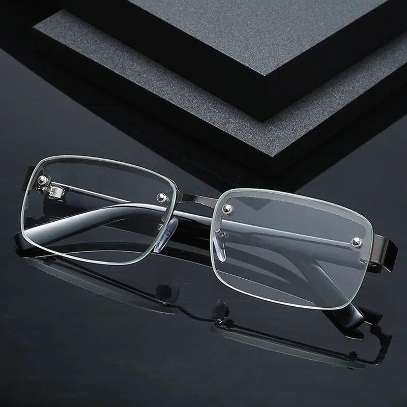 Trendy Mens Womens Reading Glasses Half Frame Square Presbyopia Eyewear Natural Stone Original Business Eyeglasses