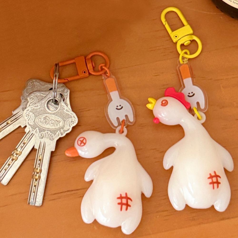 Cartoon Roast Duck Keyring Funny Roast Chicken Keychain  Bag Hanging