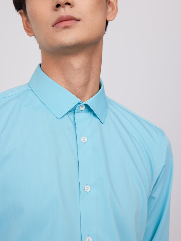 Camicia da Abito da Uomo per Tutte le Stagioni con Rever Regolare – Tessuto Confortevole Leggermente Elasticizzato, Tinta Unita, Facile da Stirare, Versatile, Casual, da Lavoro, da Ufficio