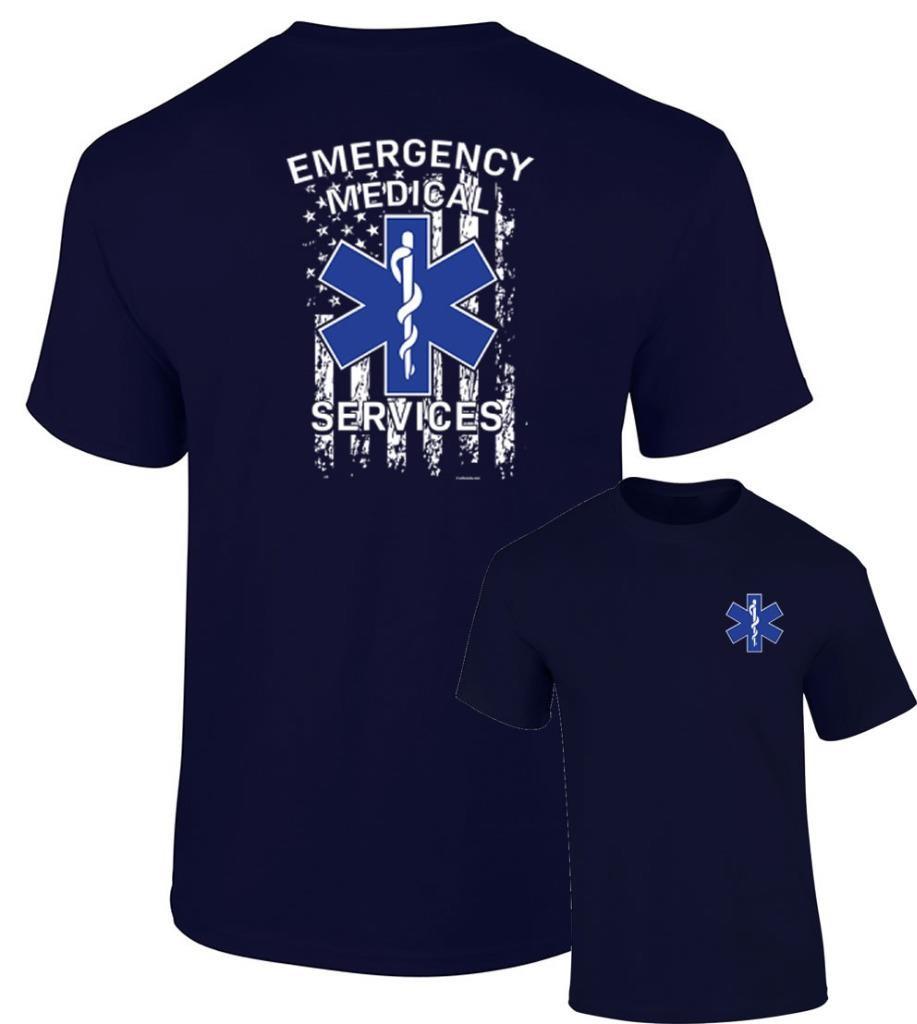 EMS Emergency Medical Services Flag EMT Paramedic First Responder T-Shirt M