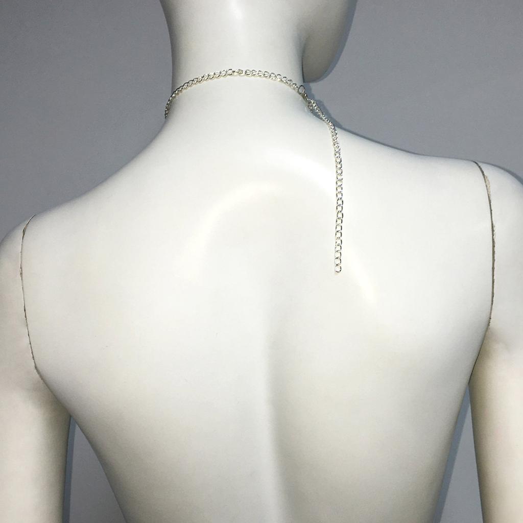 Women Fashionable Elegant Rhinestones Mesh Net Necktie Sparkly Glitter Crystal Long Necklace Chain Jewelry for Party