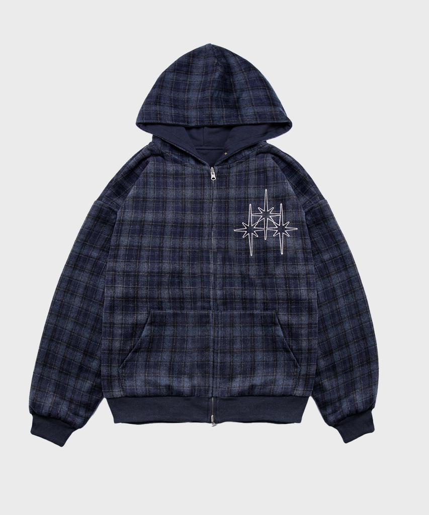 Saintpain Sp Check Reversible Zip-Up Hoodie Navy
