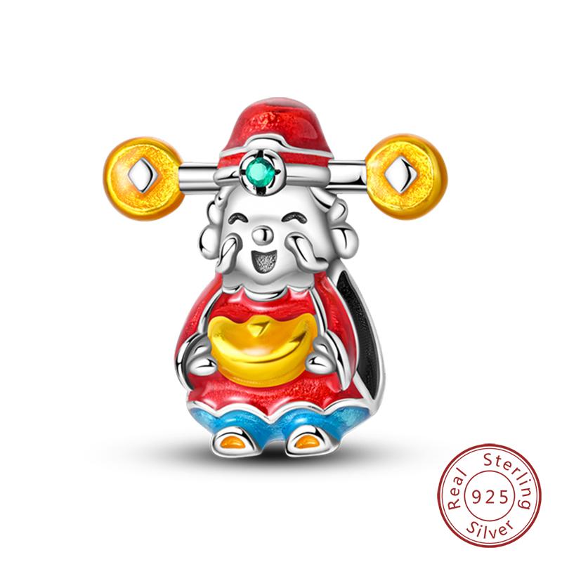 New Copper New Year Series Lucky Cat God Of Wealth Lion Dance Pendants Charms Beads Fit Diy Bracelets Jewelry Gift