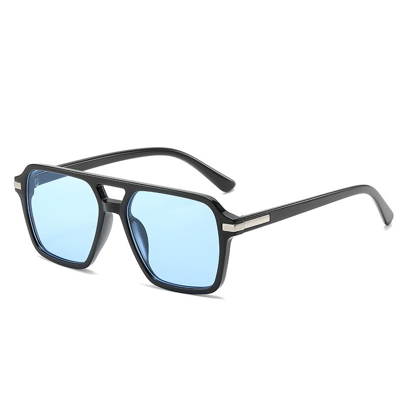 New Square Retro Double Beam Sunglasses for Women Trendy and Versatile Outdoor Fashion Sunshade Sun Glasses for Men Uv400