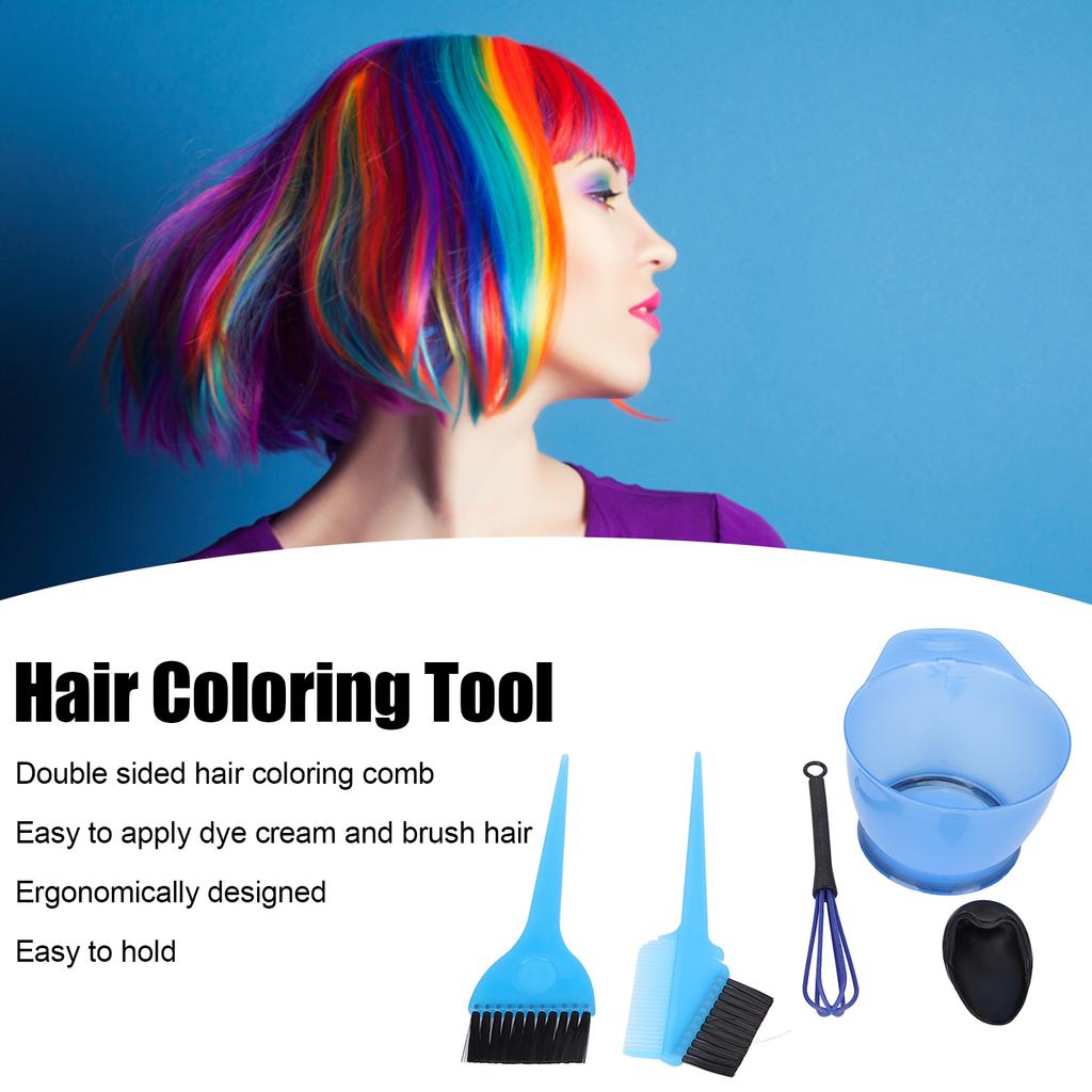 6Pcs/Set Hair Dye Tools ABS Hair Dye Bowl Brush Set for Home DIY Professional Salons