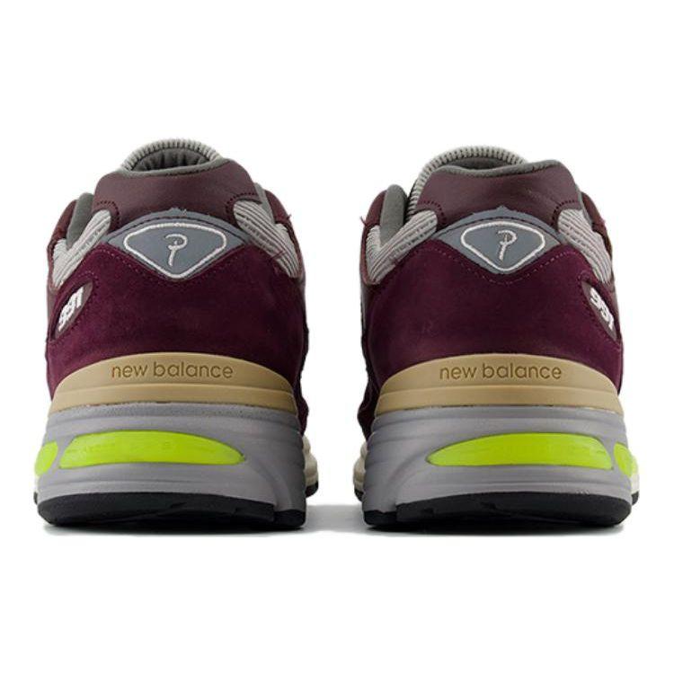 Patta x New Balance 991v2 Fabriqué en Angleterre Betterave Marinée Baskets Unisexe Rouge Jaune Sécurité Dégustation de Vin U991PD2