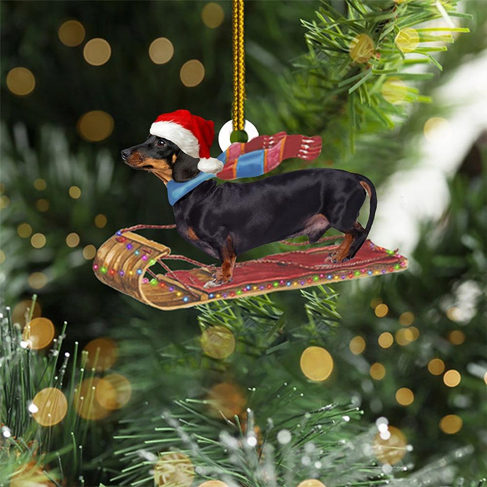 Acrylic Christmas Dachshund Pendant Craft Hanging Ornaments Christmas Dachshund Ornaments  Car