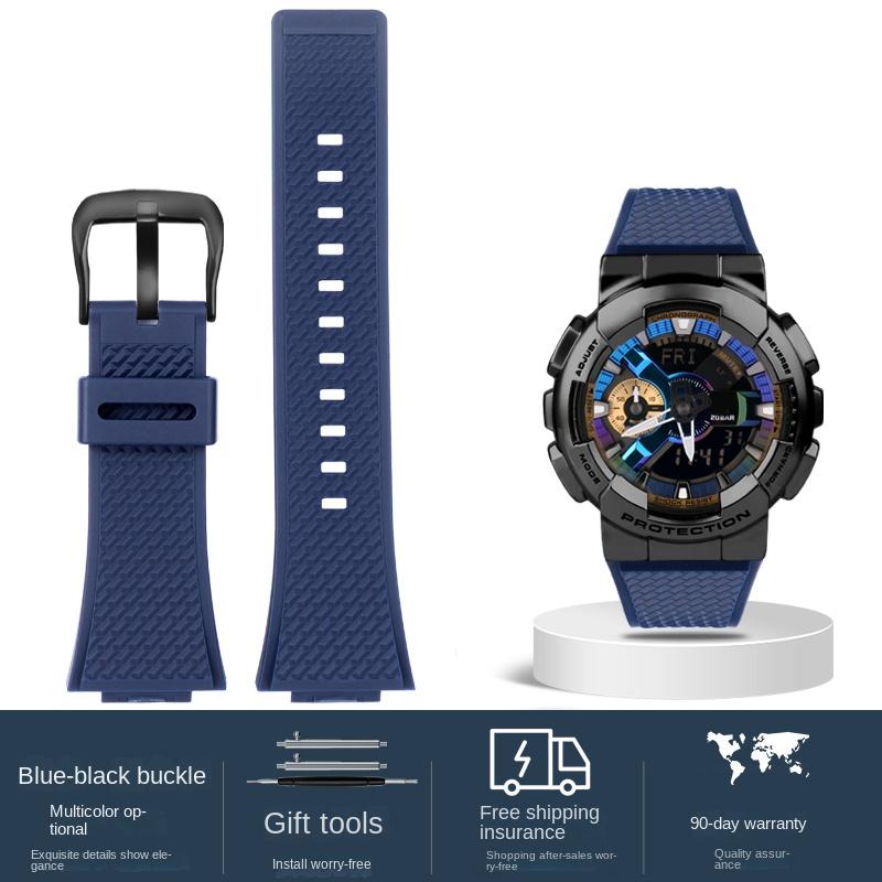 For Casio G-SHOCK GA110 GM110 GM-110GB Silicone Small Steel Cannon watchband Red Blue Color Blocking Orange Resin Watch Strap