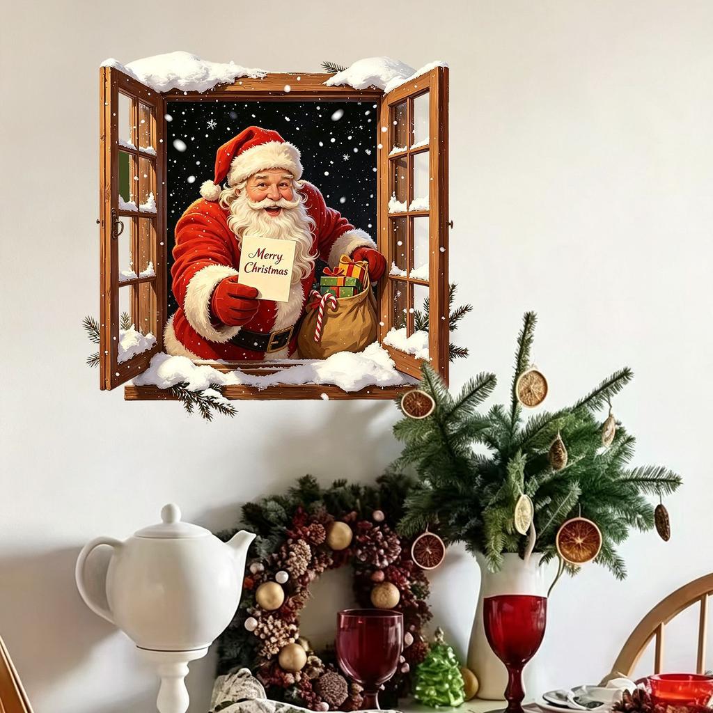 Christmas Santa Self-adhesive Wall Sticker Decorative Picture for Bedroom To Enhance Festive Atmosphere on The Wall