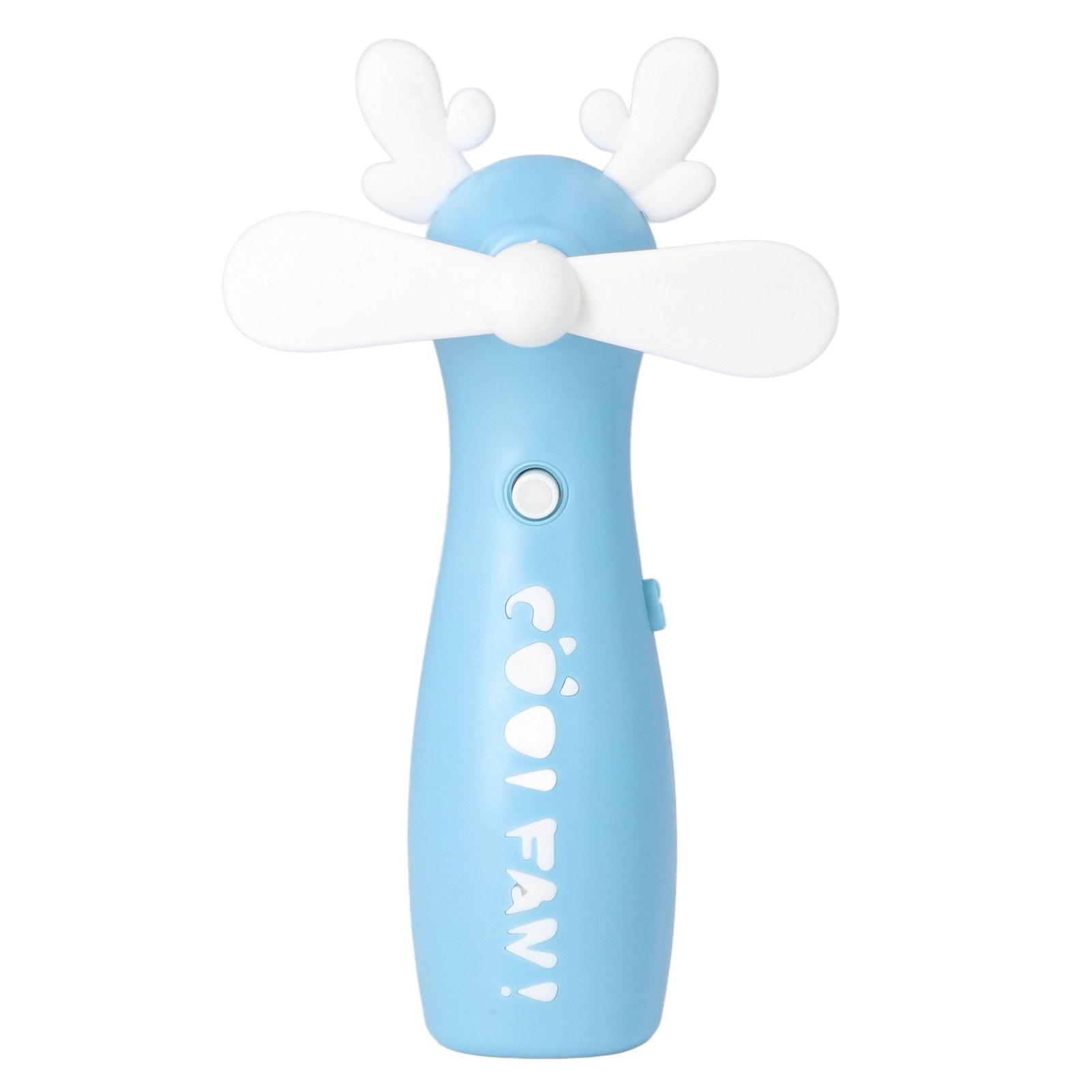 

Cartoon Spray Fan Portable Mini Handheld USB Rechargeable Spray Fan for Home Office Blue Little Deer