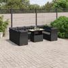 Vidaxl 10-Cz. Garden Lounge Set, Cushions Black Rattan Pe