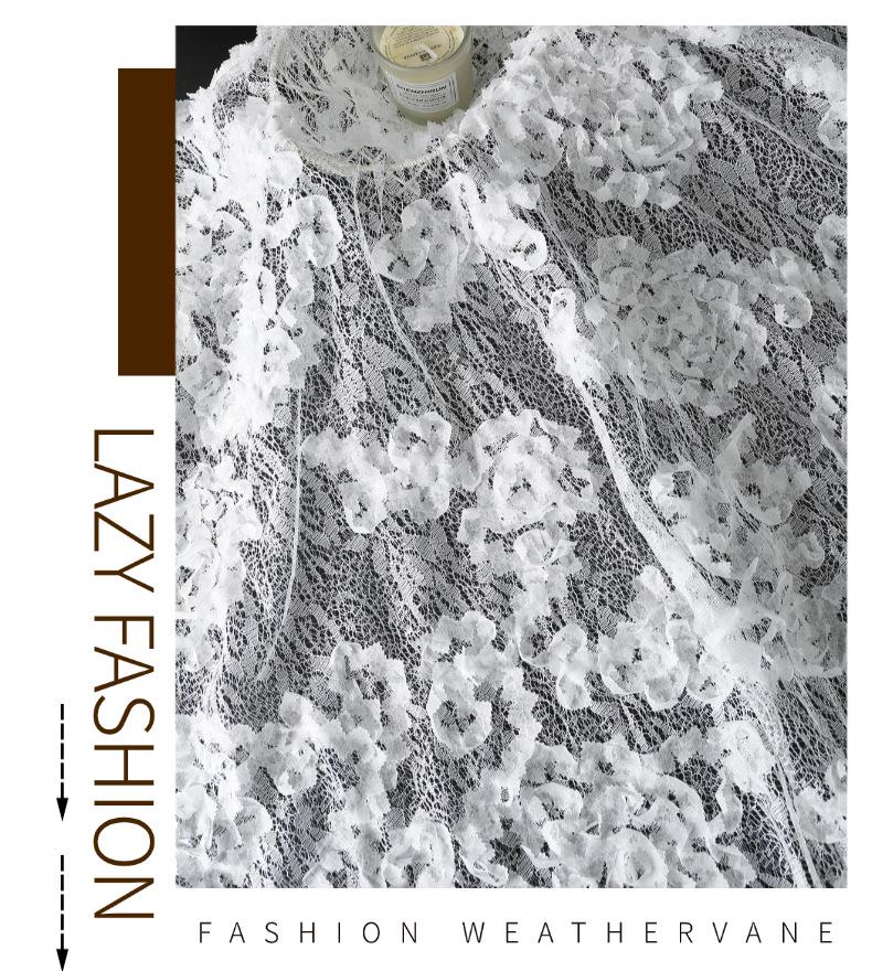 French 3D Petal Embroidery Lace Fabric for Wedding and Evening Gowns