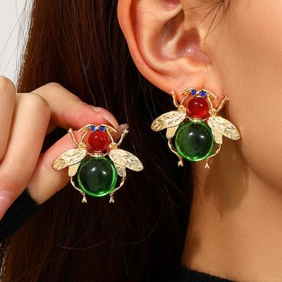 New Product Personality Trend Bee Earrings Spot Wholesale Exaggerated Shiny Opal Earrings