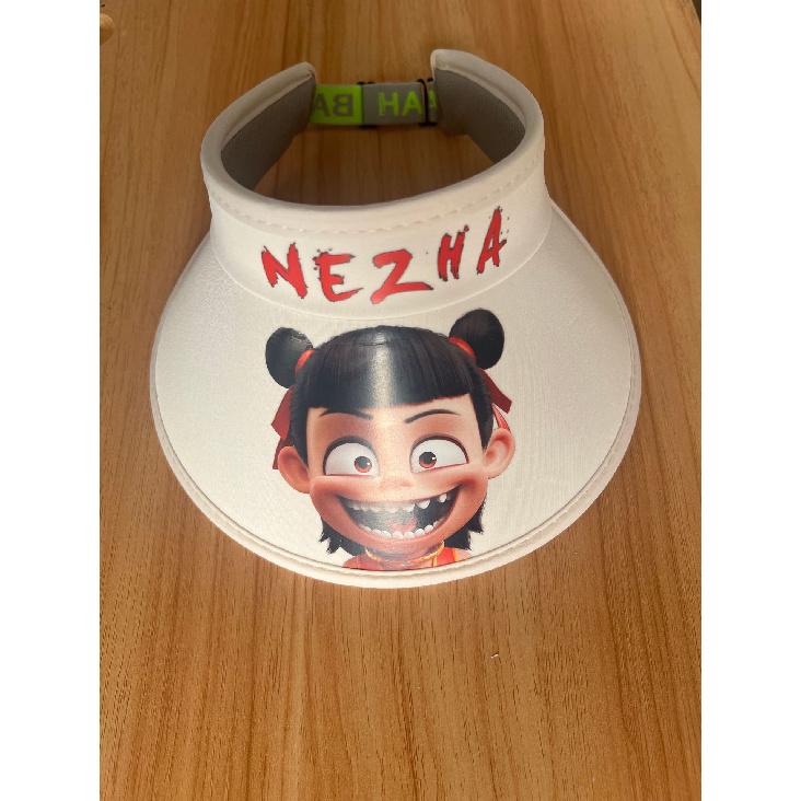 Popular cartoon Nezha sun protection hat, open-top bucket hat for children, boys and girls, outdoor sunshade fisherman hat for summer 2-18over Age（Flexible a