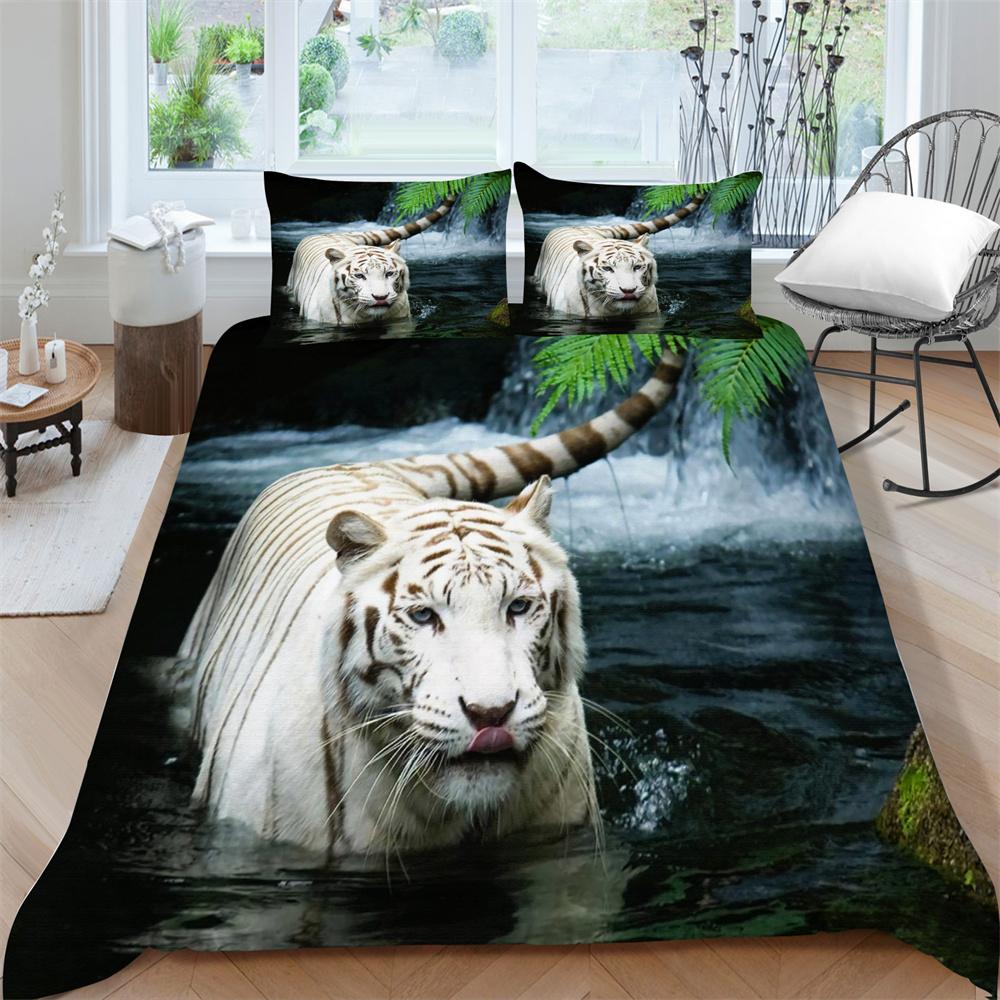 3D Tiger Print Breathable Comfortable Bedding Suit Home Decor Bed Clothes Pillowcase Comforter Duvet Cover