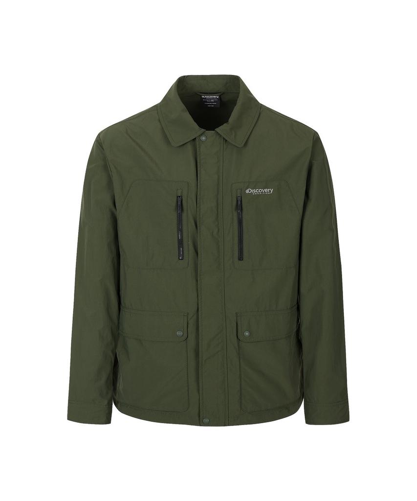 Discovery Expedition Men'S Fresh Vent Collared Out-Pocket Windbreaker (D/Khaki)