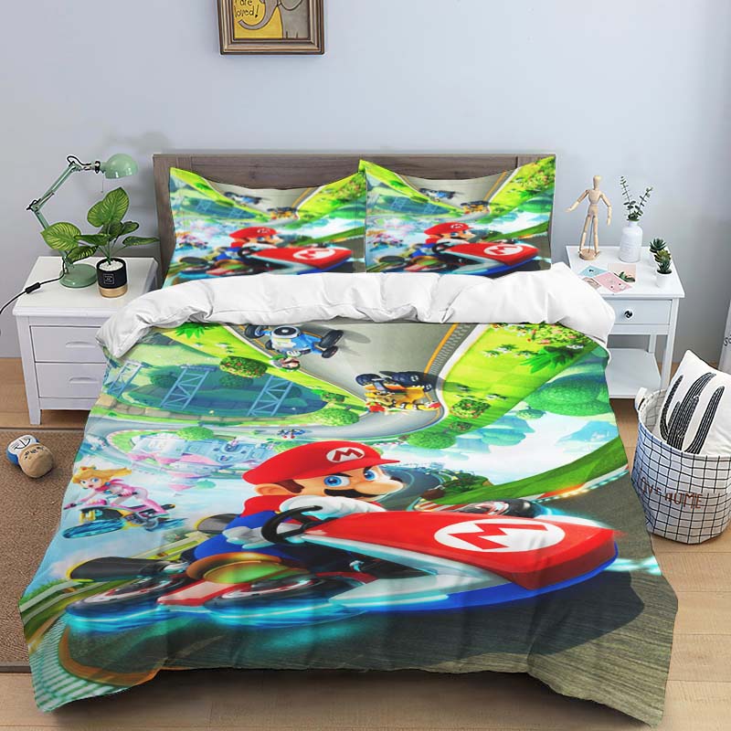2026 New Super Mario Game-Themed Duvet Covers and Pillowcases – Suitable for Single, Double, Queen, and King Beds