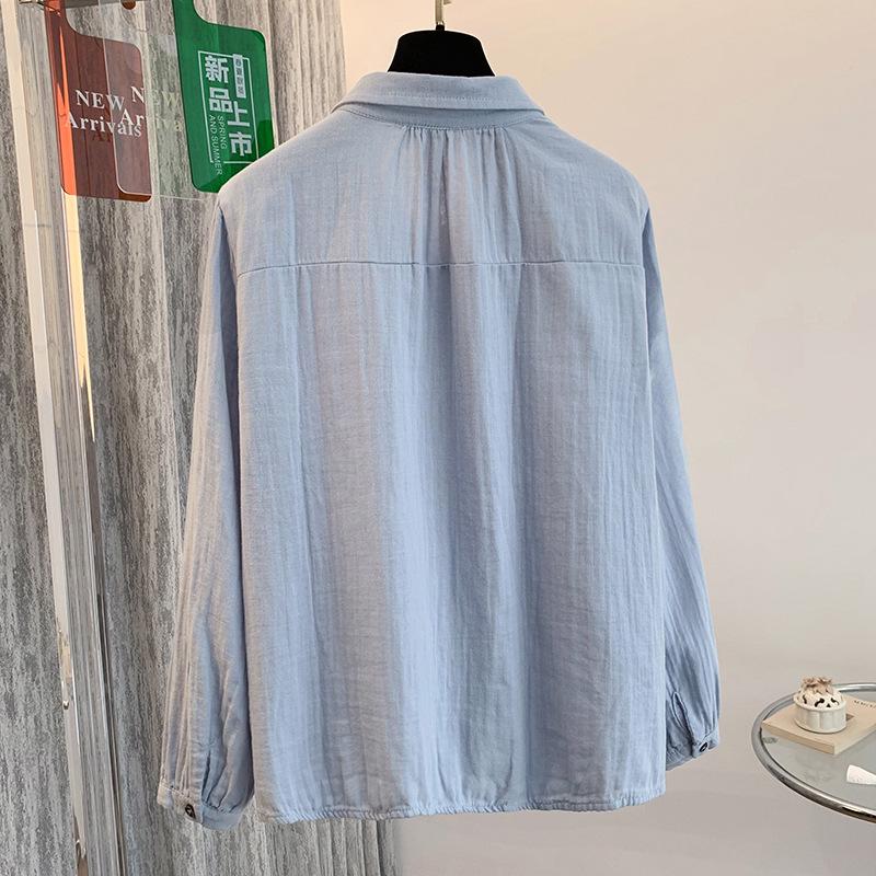 2026 Early Spring Women's Elegant Long Sleeve Cotton Gauze Shirt