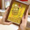 999 Pure Gold Wealth God Picture Frame with Crystal Gold Yuan Bao Ornament