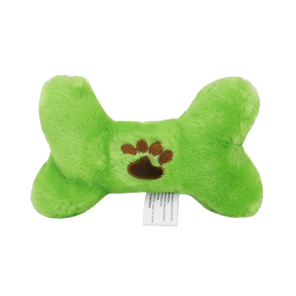 Plush Bone Sound Dog Toy Squeak Pet Toy Clean Teeth Interactive Training Puppy Pet Accessories зелёный