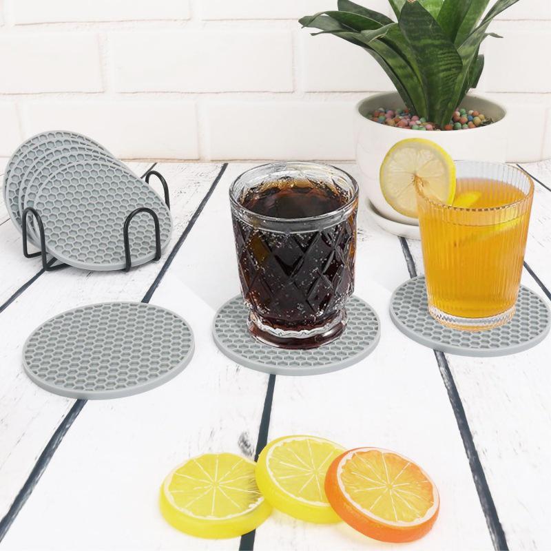 Honeycomb Silicone Coaster - Non-slip, High-Temperature Resistant, Waterproof Heat Insulation Pad